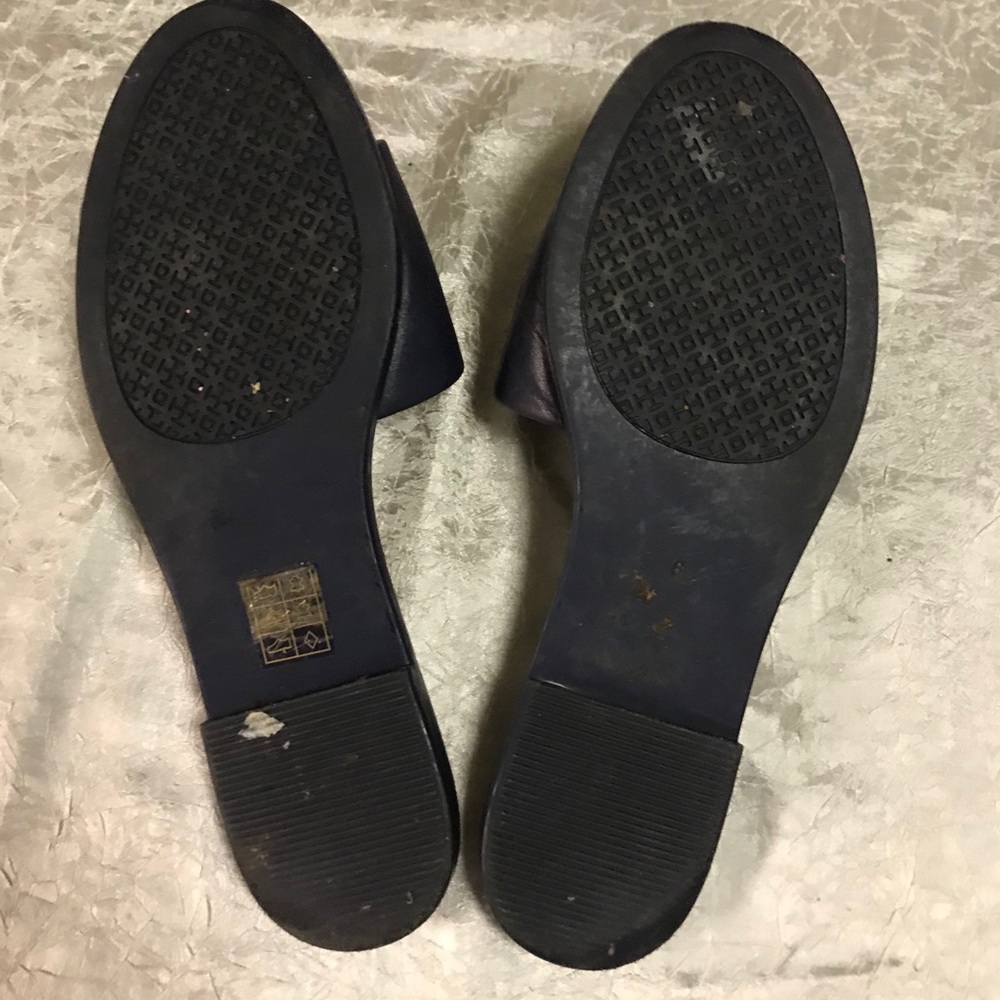 Tory Burch navy jelly slides